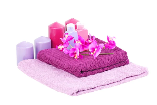 Stapel de veelkleurige handdoek — Stockfoto
