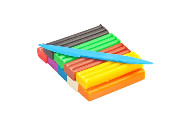 Plasticine with modeling stick isolated — Stock Photo, Image