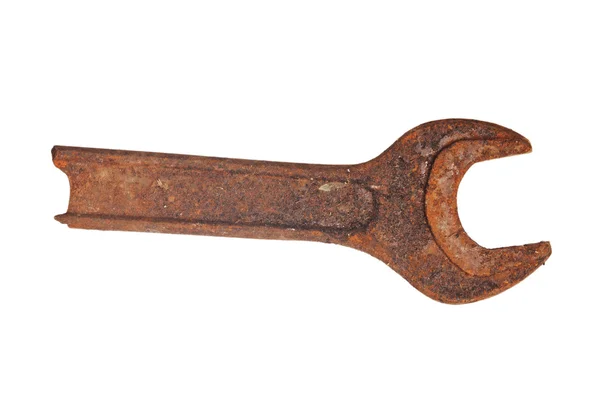 Vintage rostig skiftnyckel isolerade — Stockfoto