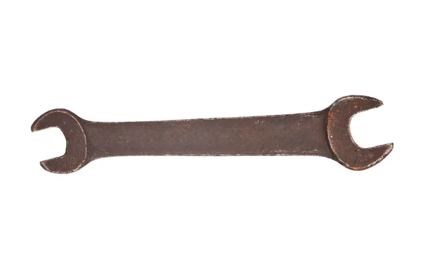 Retro rusty wrench isolated — Stock Photo, Image
