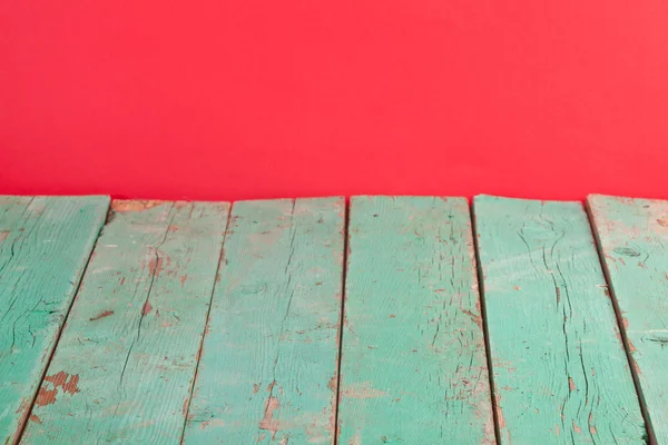 Red wall with wooden floor — Stock Photo, Image