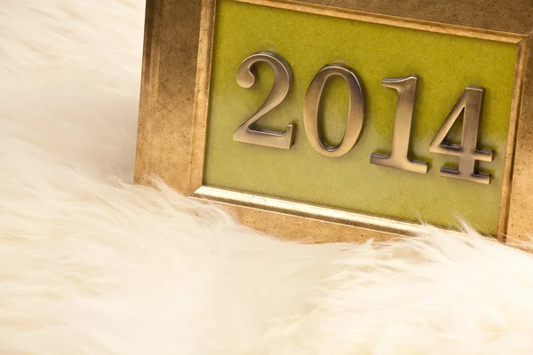 在老式镜框 2014 金色数字– 图库图片