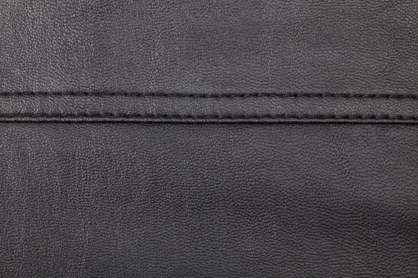 Black stitched leather. — Stock Photo, Image