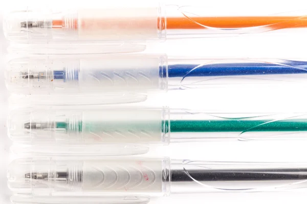 Set of color plastic ball-point pens — Stock Photo, Image