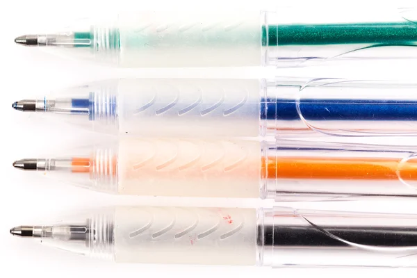 Set of color plastic ball-point pens — Stock Photo, Image