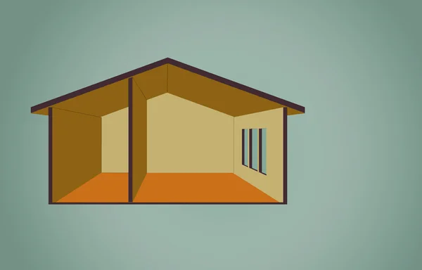Disegno a colori di una casa vuota con una scala nella sezione — Foto Stock