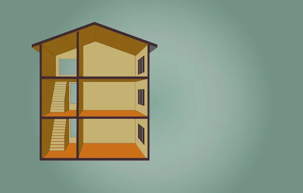 Dibujo a color de una casa vacía con una escalera en la sección Imagen de archivo