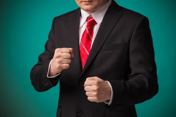 Hombre de negocios listo para una pelea . — Foto de Stock