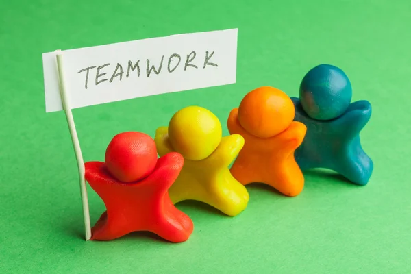 Team fellows from color plasticine — Stock Photo, Image