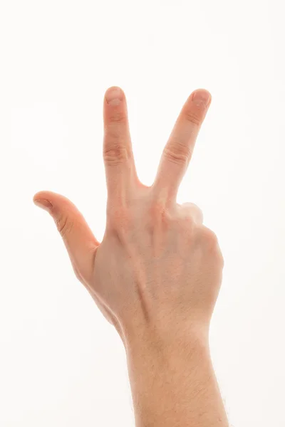 Isolated male hand showing number three — Stock Photo, Image