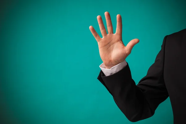 Businessman showing hand with five fingers up — Stock Photo, Image