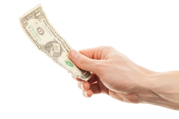 Hand som håller en dollar — Stockfoto