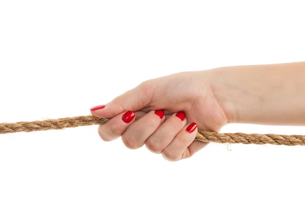 Woman Hand holding rope — Stock Photo, Image