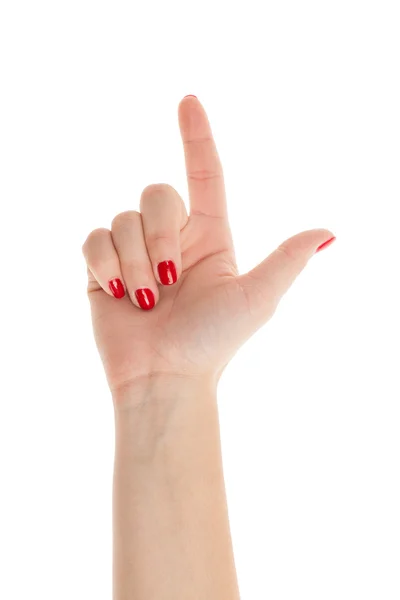 Mão mostra o número dois nos dedos — Fotografia de Stock