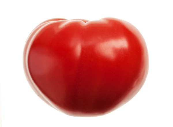 Enda en röd färsk tomat. isolerade på vit bakgrund. Stäng-u — Stockfoto
