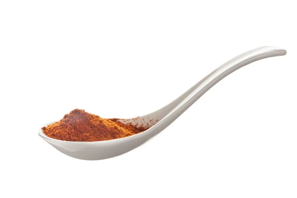 Spoon with  hot red cayenne pepper — Stock Photo, Image