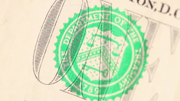 Sello del Departamento del Tesoro de los Estados Unidos en billetes — Vídeos de Stock