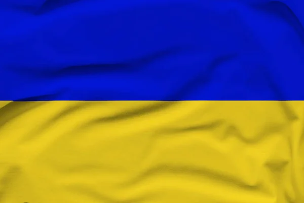 キャンバス上のウクライナの国旗 折り目 ハードシャドウ — ストック写真