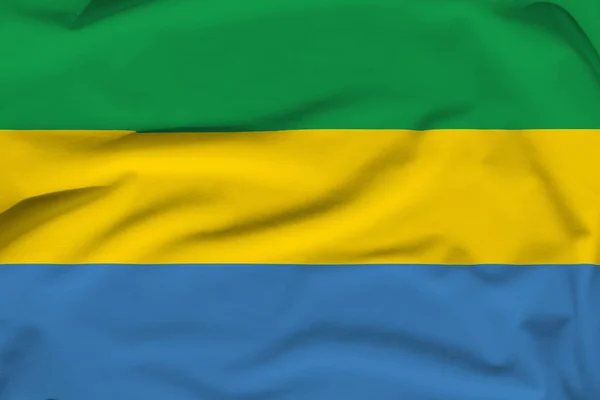 Gabon Nemzeti Zászló Redők Kemény Árnyékok Vásznon — Stock Fotó