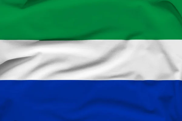 塞拉利昂国旗 褶皱和帆布上的硬阴影 — 图库照片