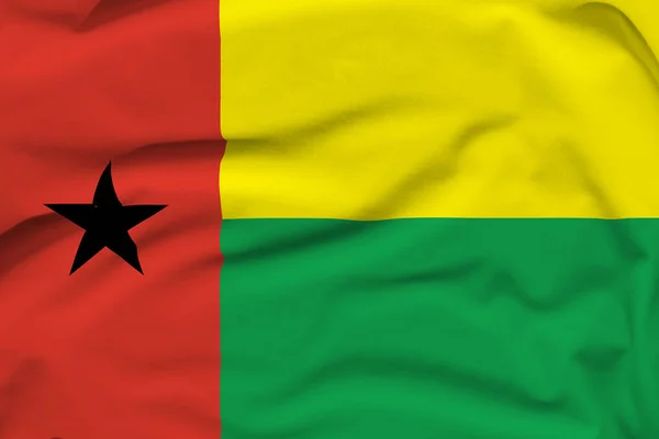 几内亚比绍国旗 褶皱和帆布上的硬阴影 — 图库照片