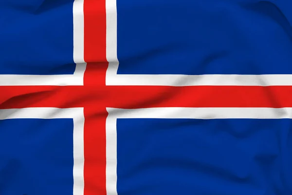 Iceland National Flag Folds Hard Shadows Canvas — Stock Photo, Image