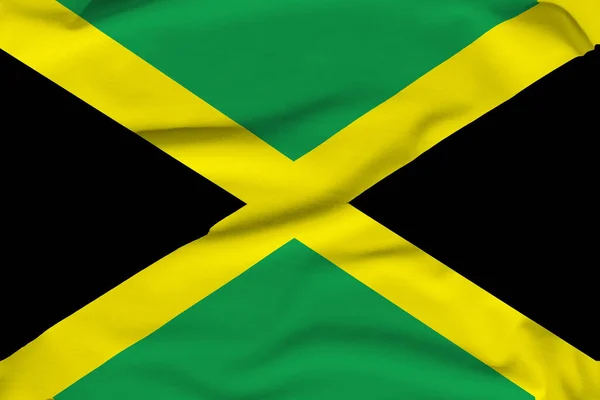 Bandeira Nacional Jamaica Dobras Sombras Duras Tela — Fotografia de Stock