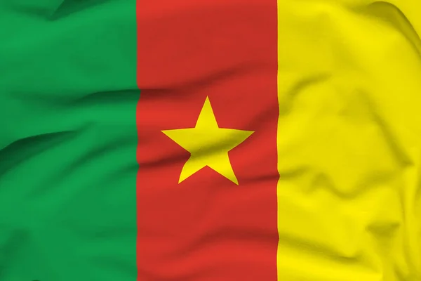 喀麦隆国旗 折叠和帆布上的硬阴影 — 图库照片