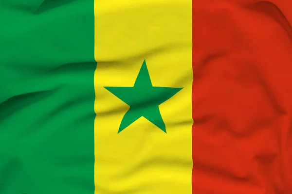 塞内加尔国旗 褶皱和帆布上的硬阴影 — 图库照片