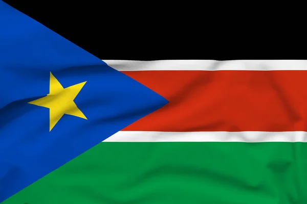 南苏丹国旗 折叠和帆布上的硬阴影 — 图库照片
