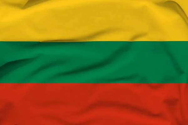 立陶宛国旗 褶皱和帆布上的硬阴影 — 图库照片