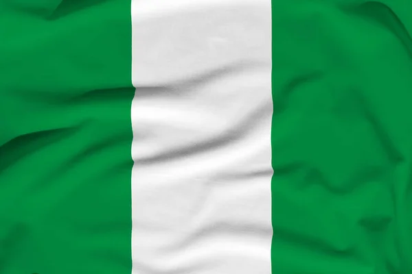 Nigeria National Flag Folds Hard Shadows Canvas — Stock Photo, Image