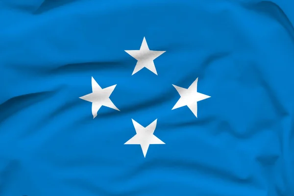 Государственный Флаг Микронезии Складки Твёрдые Тени Холсте — стоковое фото