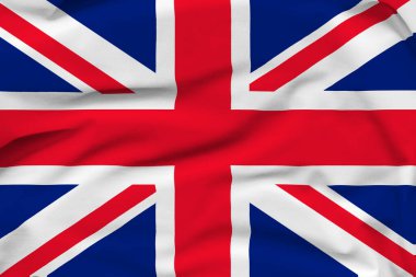 Britanya ulusal bayrağı, tuval üzerinde katlar ve sert gölgeler.