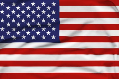 ABD ulusal bayrağı, tuval üzerinde katlar ve sert gölgeler.