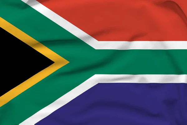 南非国旗 褶皱和画布上的硬阴影 — 图库照片