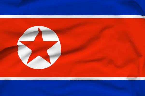 Kuzey Kore Ulusal Bayrağı Tuval Üzerinde Katlar Sert Gölgeler — Stok fotoğraf
