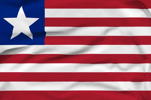 Flaga Narodowa Liberii Fałdy Twarde Cienie Płótnie — Zdjęcie stockowe