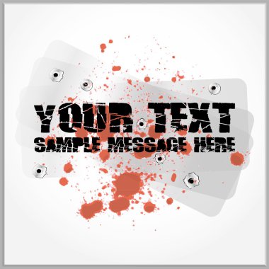 kurşun delikleri ile Metalik arka plan üzerinde kan lekesi ile bozuk metin