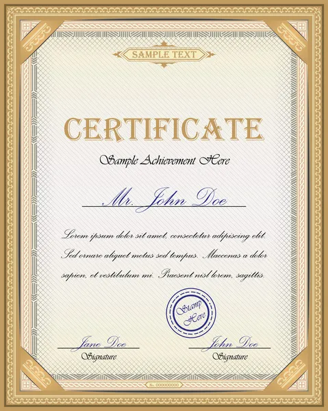Sertifika tasarımı ile özel metin için yer ve dekoratif çerçeve