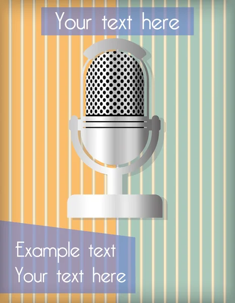 Striped wallpaper with an old microphone — Stock Vector
