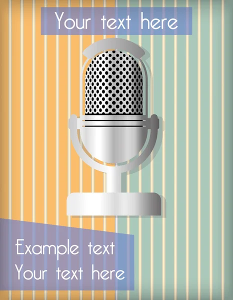Fondo de pantalla a rayas con un micrófono viejo — Archivo Imágenes Vectoriales