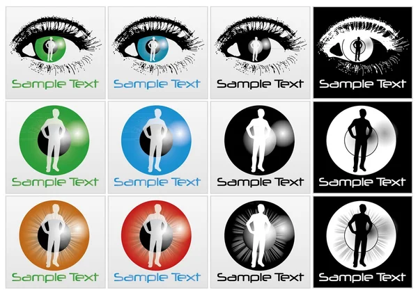 Vector ogen in verschillende kleuren, met tekst — Stockvector