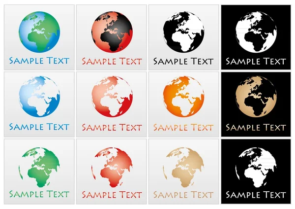 Marques de globe vectoriel en différentes couleurs — Image vectorielle