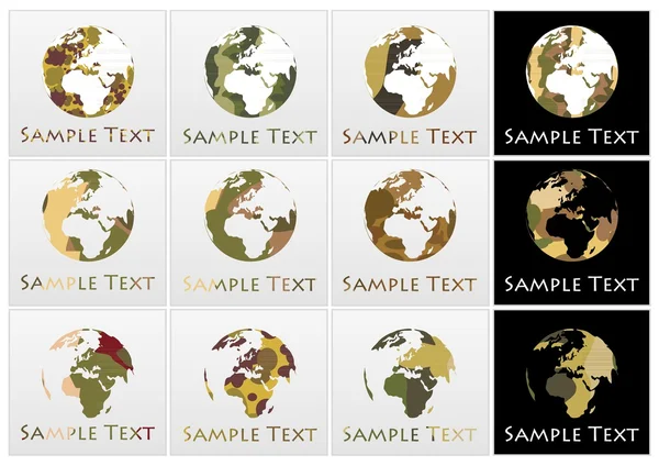 Vector globe marks met camouflage patronen — Stockvector