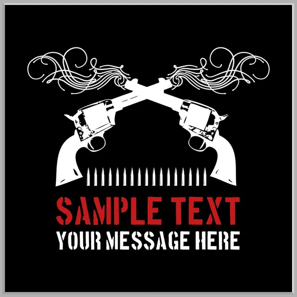 siyah arka plan üzerinde metin ile ikili tabancalar