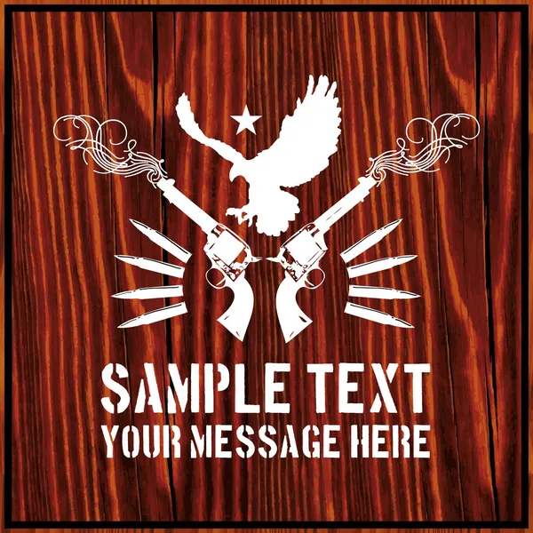 ikili tabancalar ve ahşap zemin üzerinde Şahin