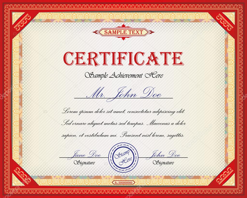 Certificate design with ornamental frame and place for Your custom text