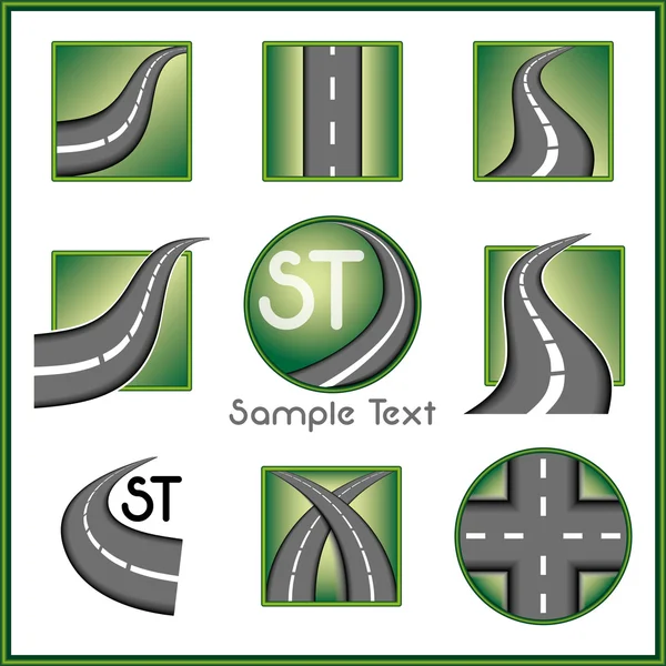 Коллекция векторных знаков дорог и направлений зеленого цвета — стоковый вектор