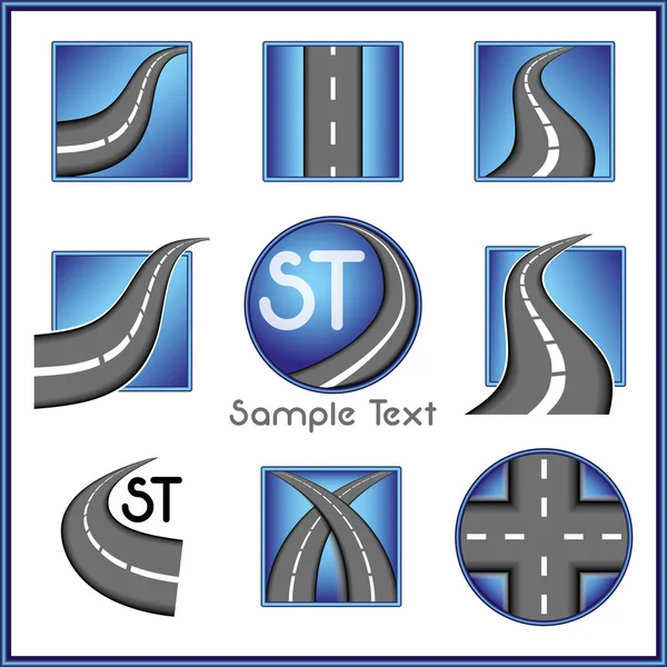 Road and direction related vector mark collection in blue color — Stock Vector